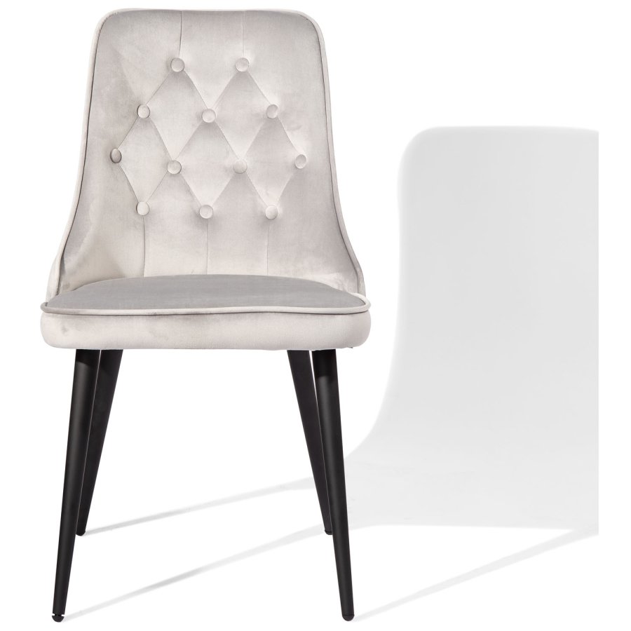 VENTURE DESIGN Velvet Deluxe spisestuestol med armlener - lys gr velur og sort metall