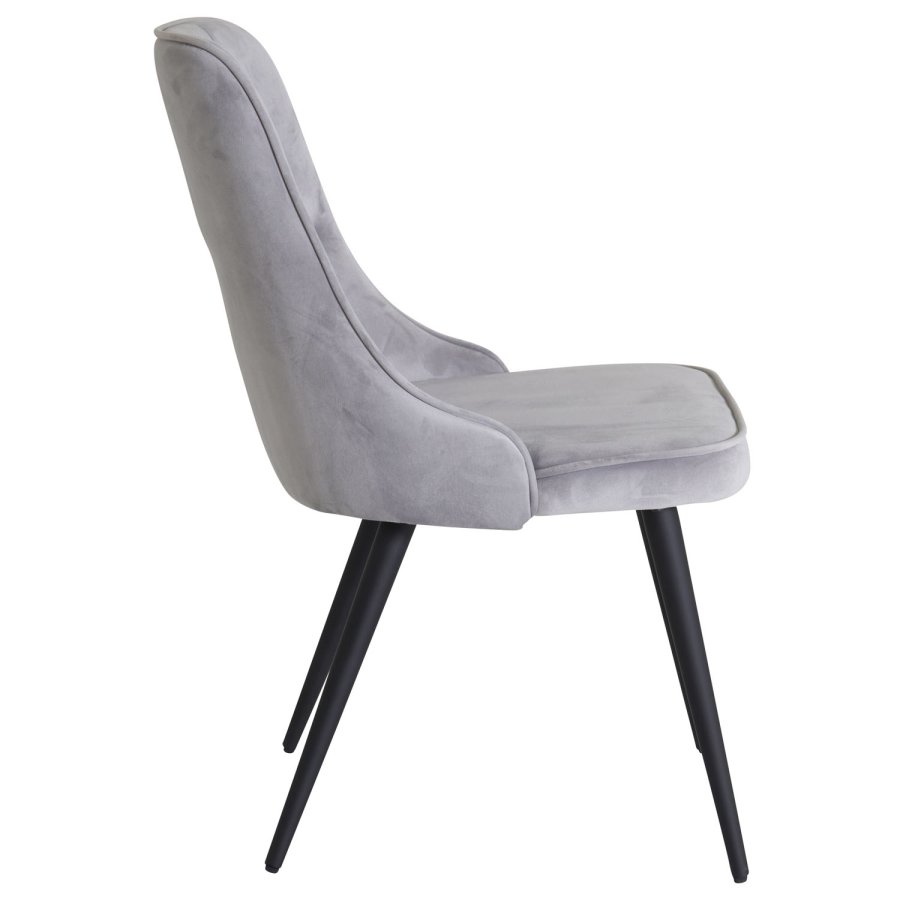VENTURE DESIGN Velvet Deluxe spisestuestol med armlener - lys gr velur og sort metall