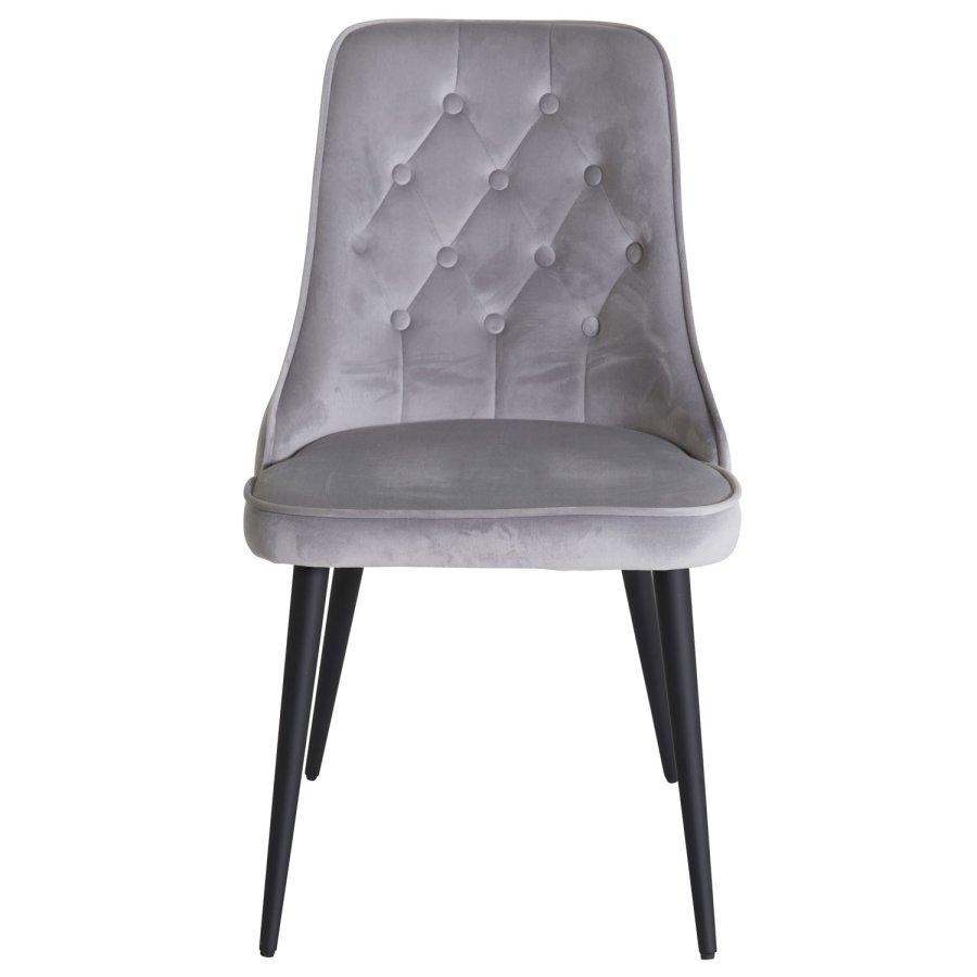 VENTURE DESIGN Velvet Deluxe spisestuestol med armlener - lys gr velur og sort metall