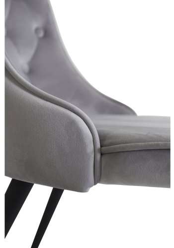VENTURE DESIGN Velvet Deluxe spisestuestol med armlener - lys gr velur og sort metall