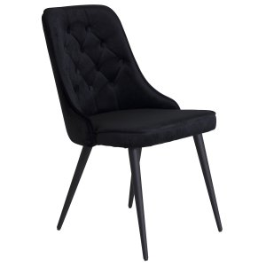VENTURE DESIGN Velvet Deluxe spisebordsstol, m. armln - sort velour og sort metal