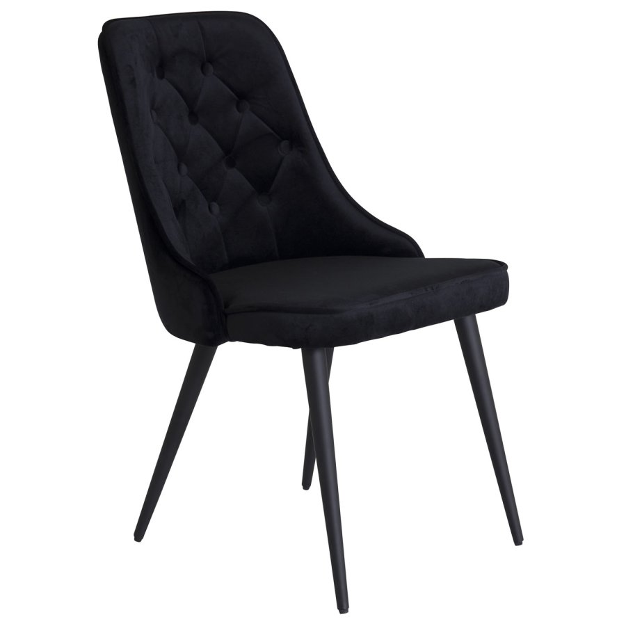 VENTURE DESIGN Velvet Deluxe spisebordsstol, med armlener - sort velour og sort metall