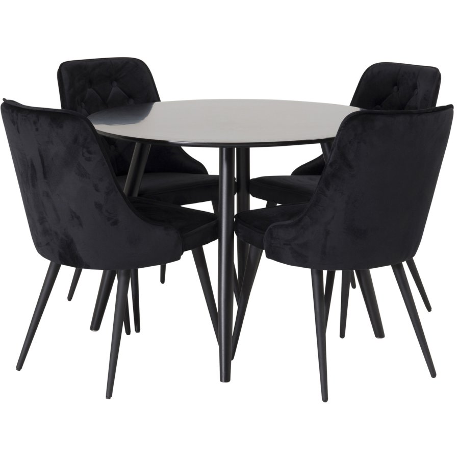 VENTURE DESIGN Velvet Deluxe spisebordsstol, med armlener - sort velour og sort metall