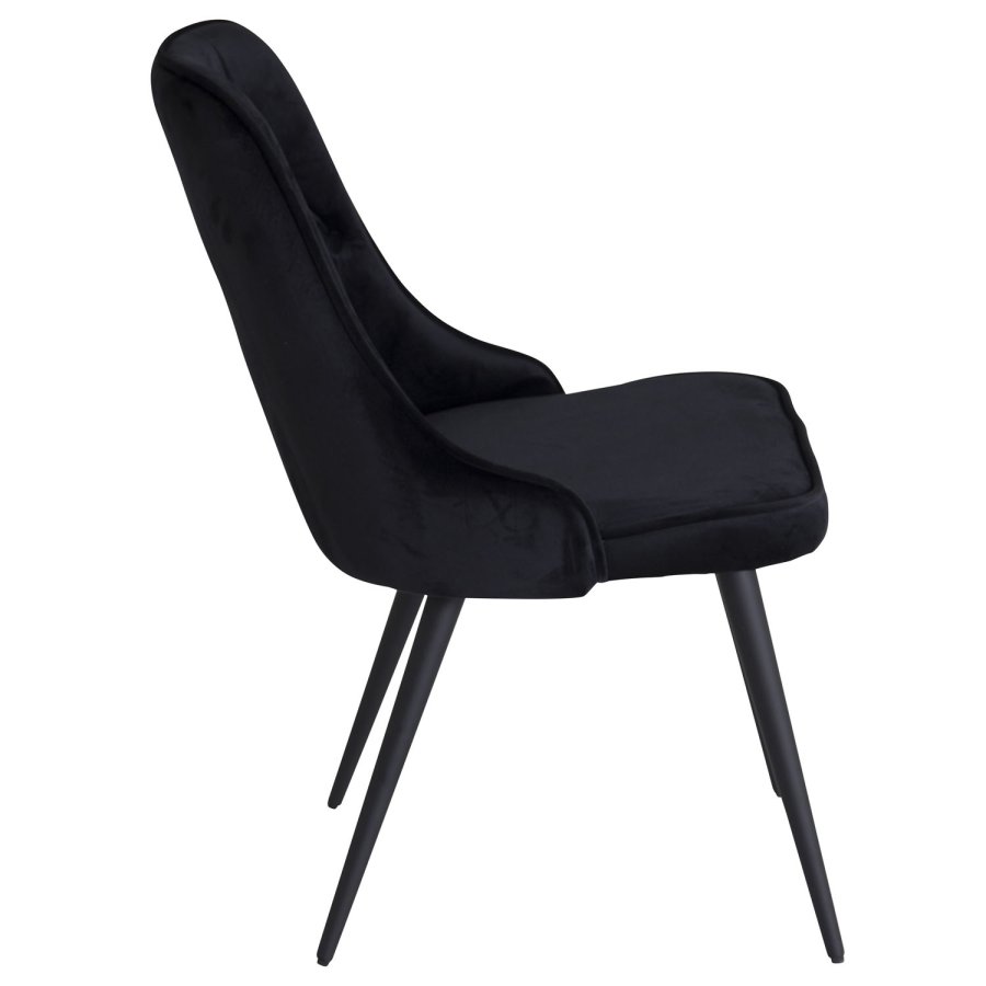 VENTURE DESIGN Velvet Deluxe spisebordsstol, med armlener - sort velour og sort metall