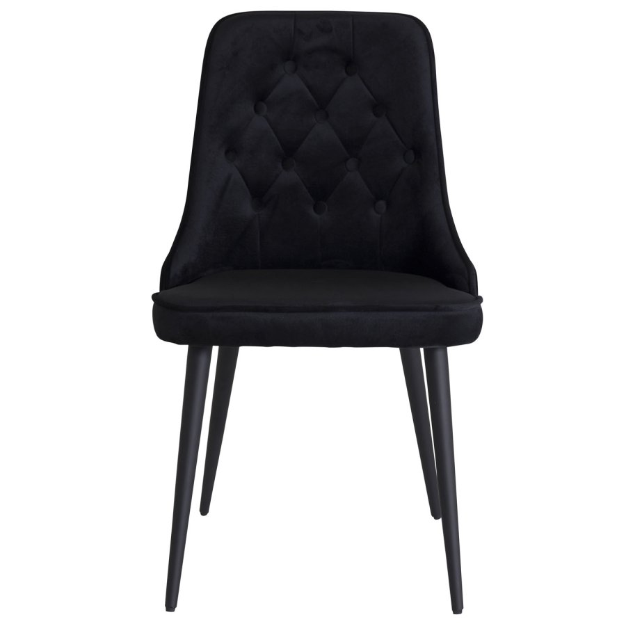 VENTURE DESIGN Velvet Deluxe spisebordsstol, med armlener - sort velour og sort metall