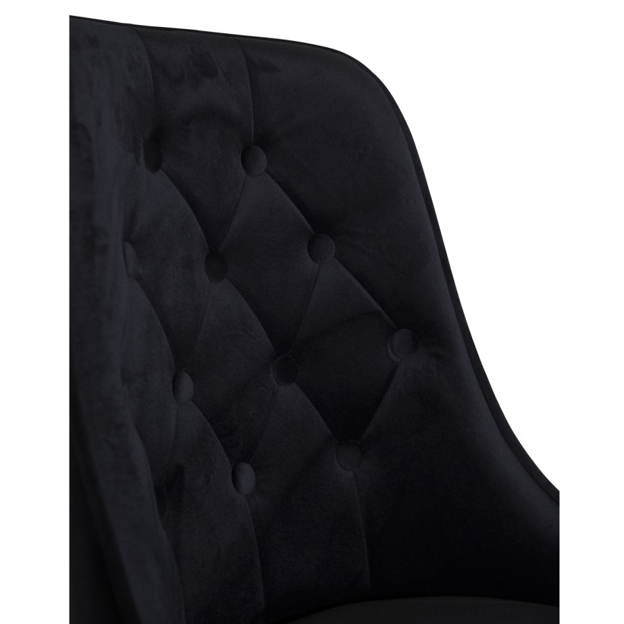 VENTURE DESIGN Velvet Deluxe spisebordsstol, med armlener - sort velour og sort metall