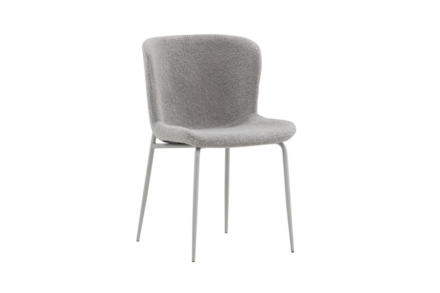 VENTURE DESIGN Modesto matstol - ljusgr bouclé och matt ljusgr metall