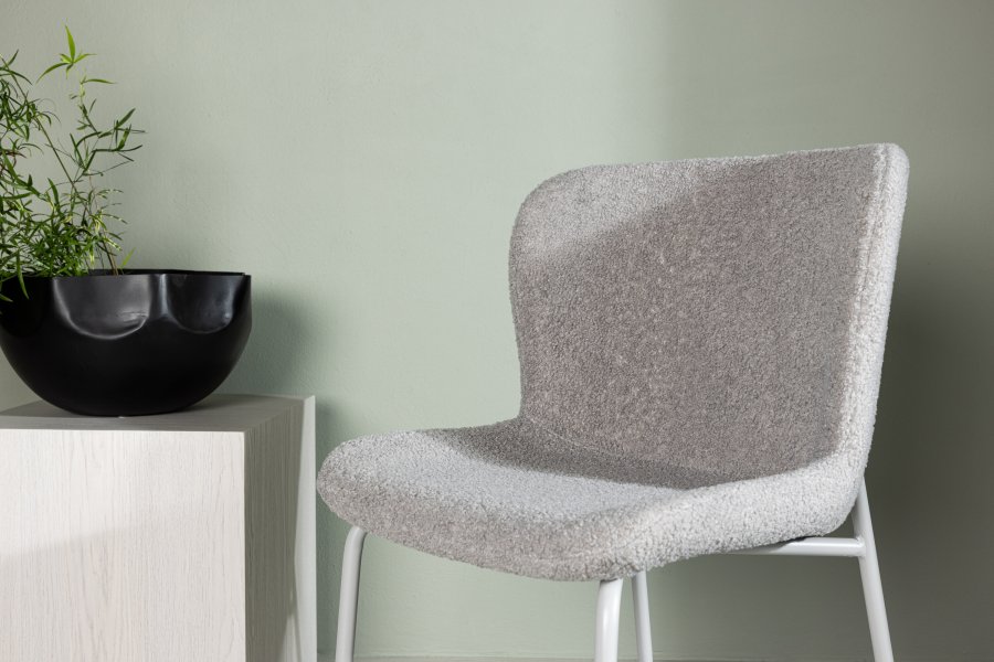 VENTURE DESIGN Modesto matstol - ljusgr bouclé och matt ljusgr metall