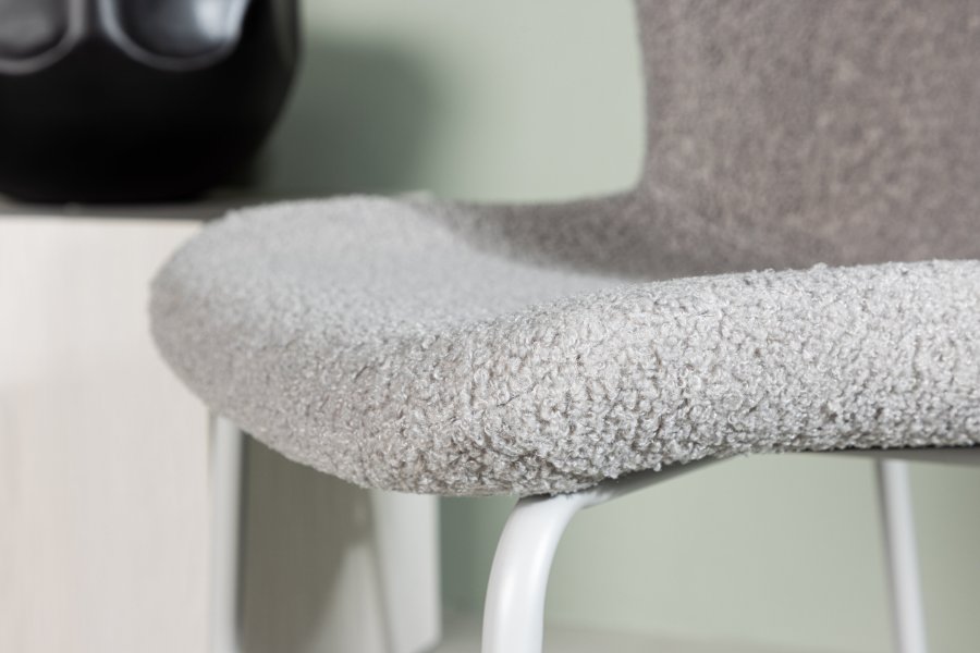 VENTURE DESIGN Modesto matstol - ljusgr bouclé och matt ljusgr metall
