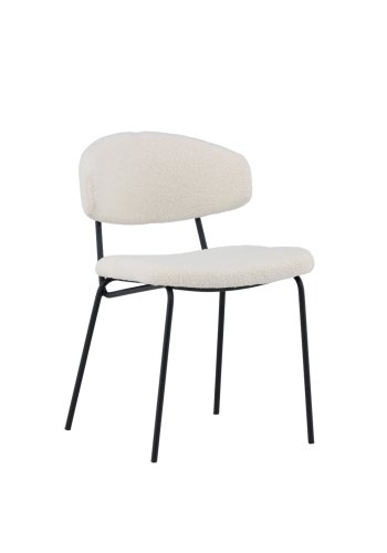 VENTURE DESIGN Chico spisestuestol - hvit bouclé og sort stl