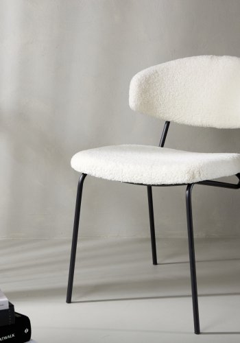 VENTURE DESIGN Chico spisestuestol - hvit bouclé og sort stl