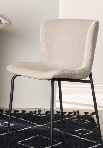VENTURE DESIGN Modesto spisebordsstol - beige bouclé og sort stl