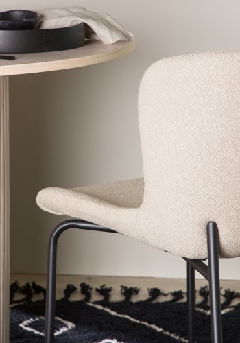 VENTURE DESIGN Modesto spisebordsstol - beige bouclé og sort stl