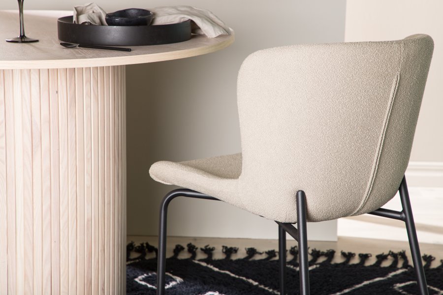 VENTURE DESIGN Modesto spisebordsstol - beige bouclé og sort stl