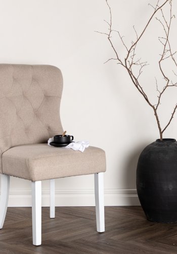 VENTURE DESIGN Vista spisestuestol - beige lin og hvit eik