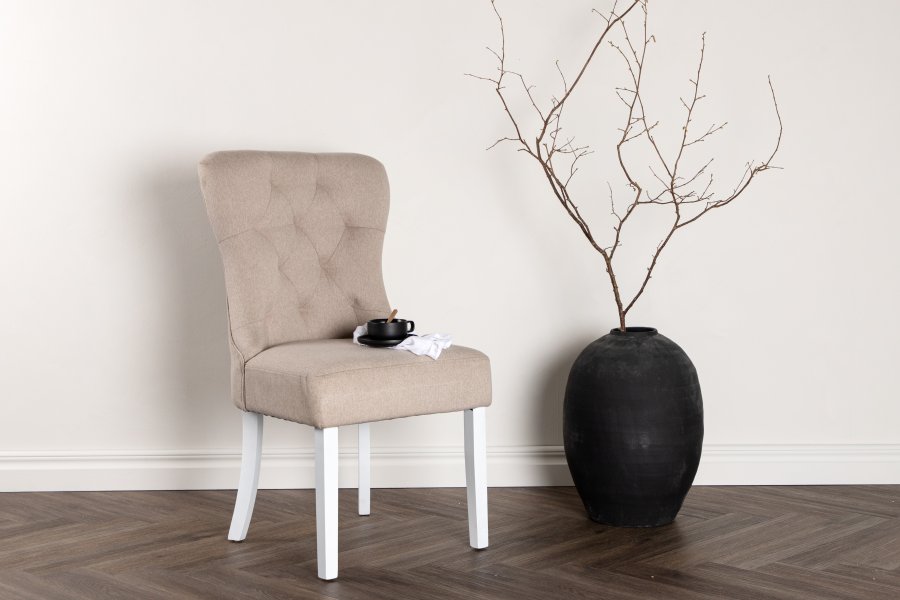 VENTURE DESIGN Vista spisestuestol - beige lin og hvit eik