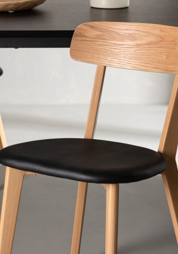 VENTURE DESIGN Sanjos spisebordsstol - sort PU og naturstl