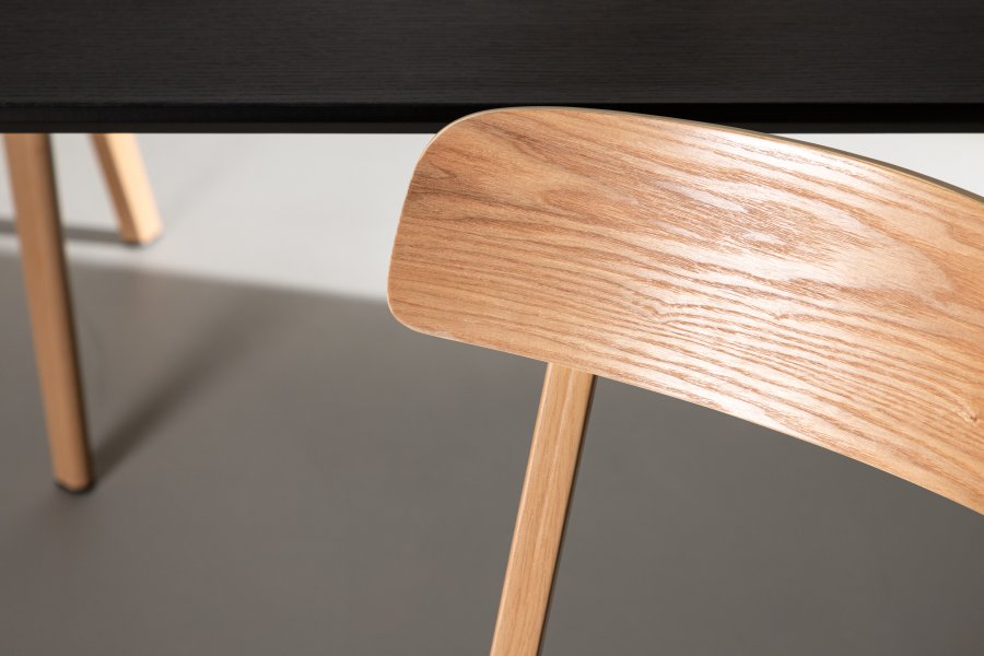 VENTURE DESIGN Sanjos spisebordsstol - sort PU og naturstl