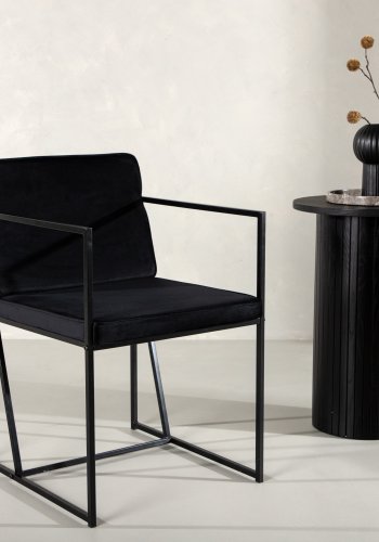 VENTURE DESIGN Richmond spisebordsstol, med armlener - svart flyel og sort stl