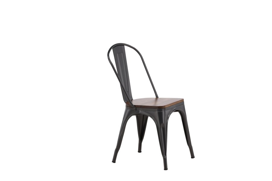 VENTURE DESIGN Tempe spisestuestol - mrkebrun MDF og mrkegrtt stl