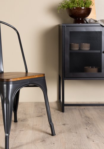 VENTURE DESIGN Tempe spisestuestol - mrkebrun MDF og mrkegrtt stl