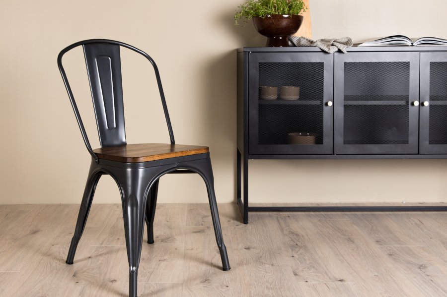 VENTURE DESIGN Tempe spisestuestol - mrkebrun MDF og mrkegrtt stl