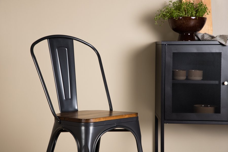 VENTURE DESIGN Tempe spisestuestol - mrkebrun MDF og mrkegrtt stl