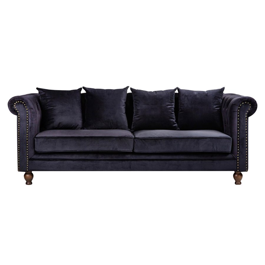 VENTURE DESIGN Velvet 3-seters sofa - sort velur og tre