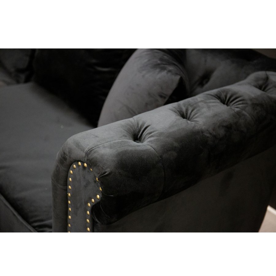 VENTURE DESIGN Velvet 3-seters sofa - sort velur og tre