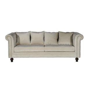 VENTURE DESIGN Velvet 3 pers. sofa - beige velour og tr