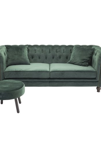 VENTURE DESIGN Velvet 3 pers. sofa - grn velour og tr