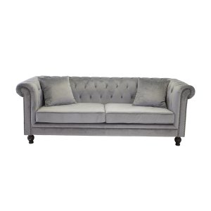 VENTURE DESIGN Velvet 3 pers. sofa - lysegr velour og tr