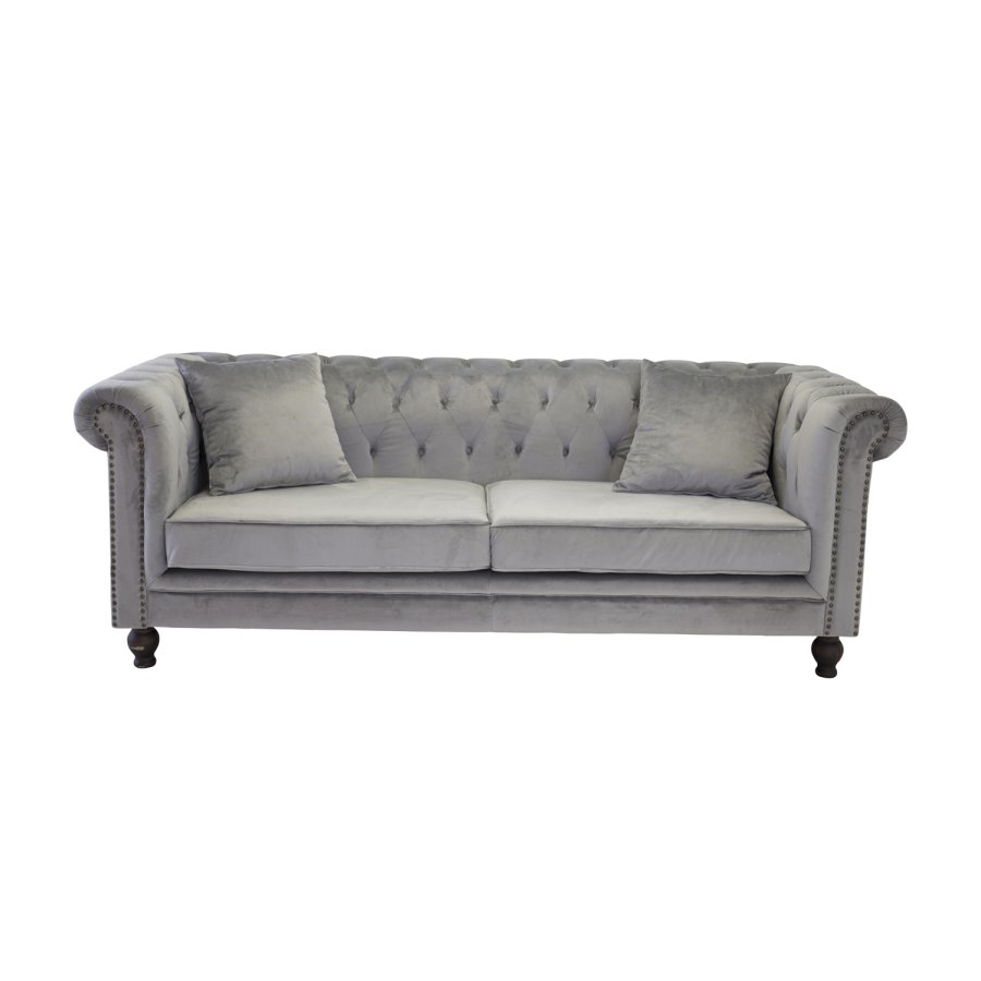 VENTURE DESIGN Velvet 3-seters sofa - lys gr velur og tre