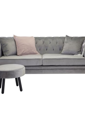 VENTURE DESIGN Velvet 3-seters sofa - lys gr velur og tre