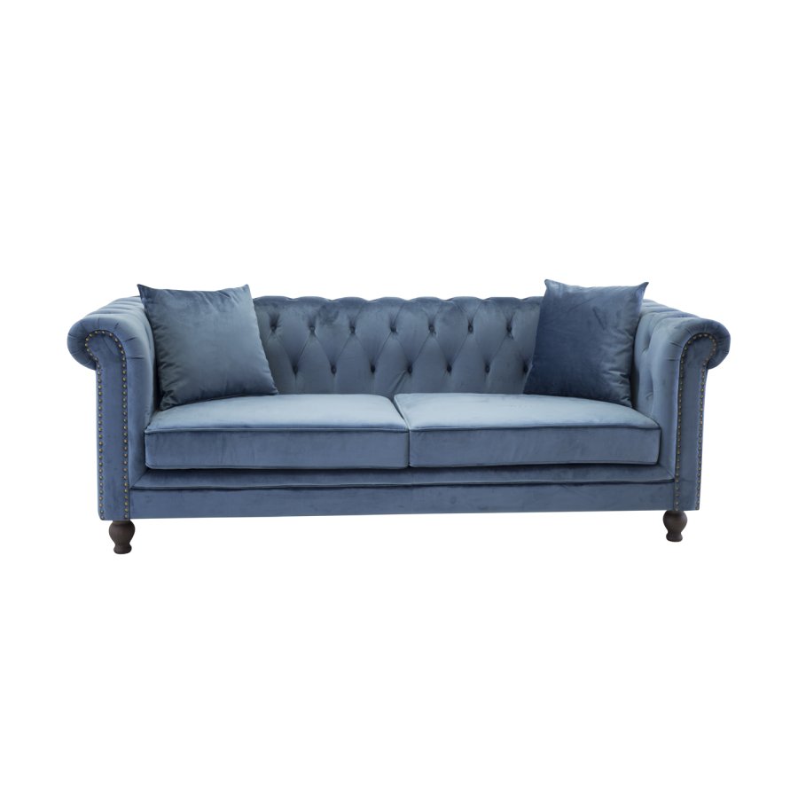 VENTURE DESIGN Velvet 3 pers. sofa - bl velour og tr 