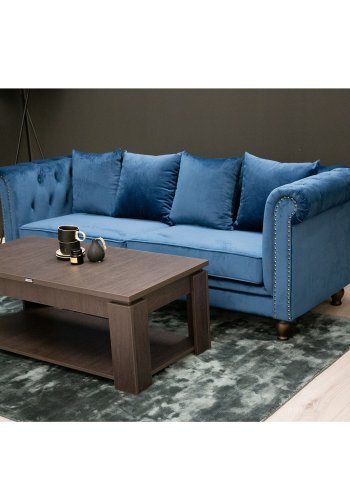 VENTURE DESIGN Velvet 3 pers. sofa - bl velour og tr 