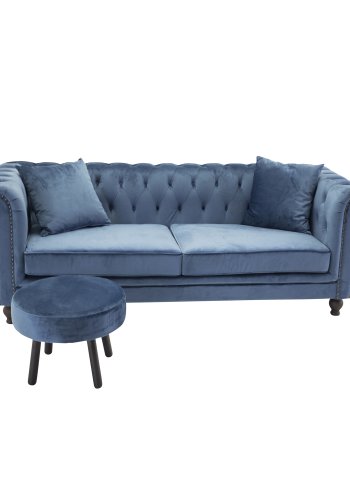 VENTURE DESIGN Velvet 3 pers. sofa - bl velour og tr 