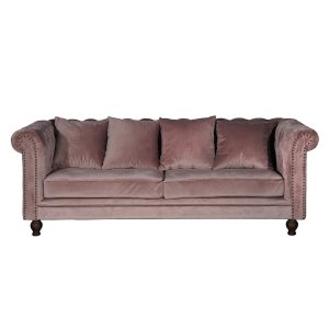 VENTURE DESIGN Velvet 3 pers. sofa - rosa velour og tr