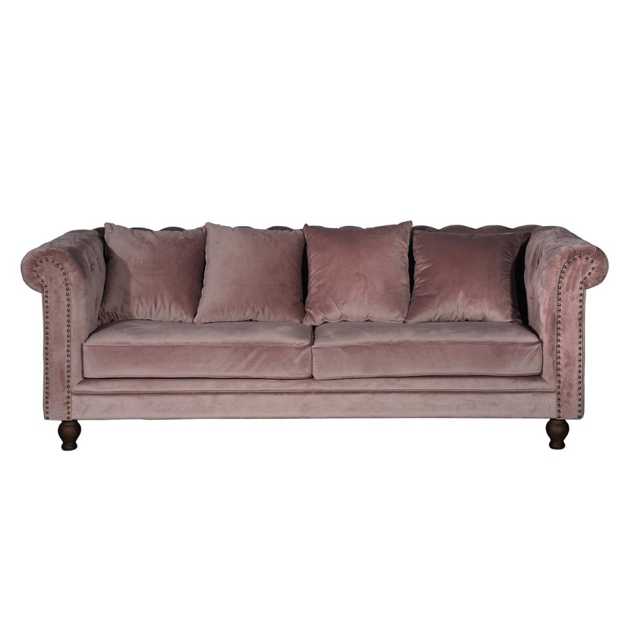 VENTURE DESIGN Velvet 3-seters sofa - rosa velur og tre