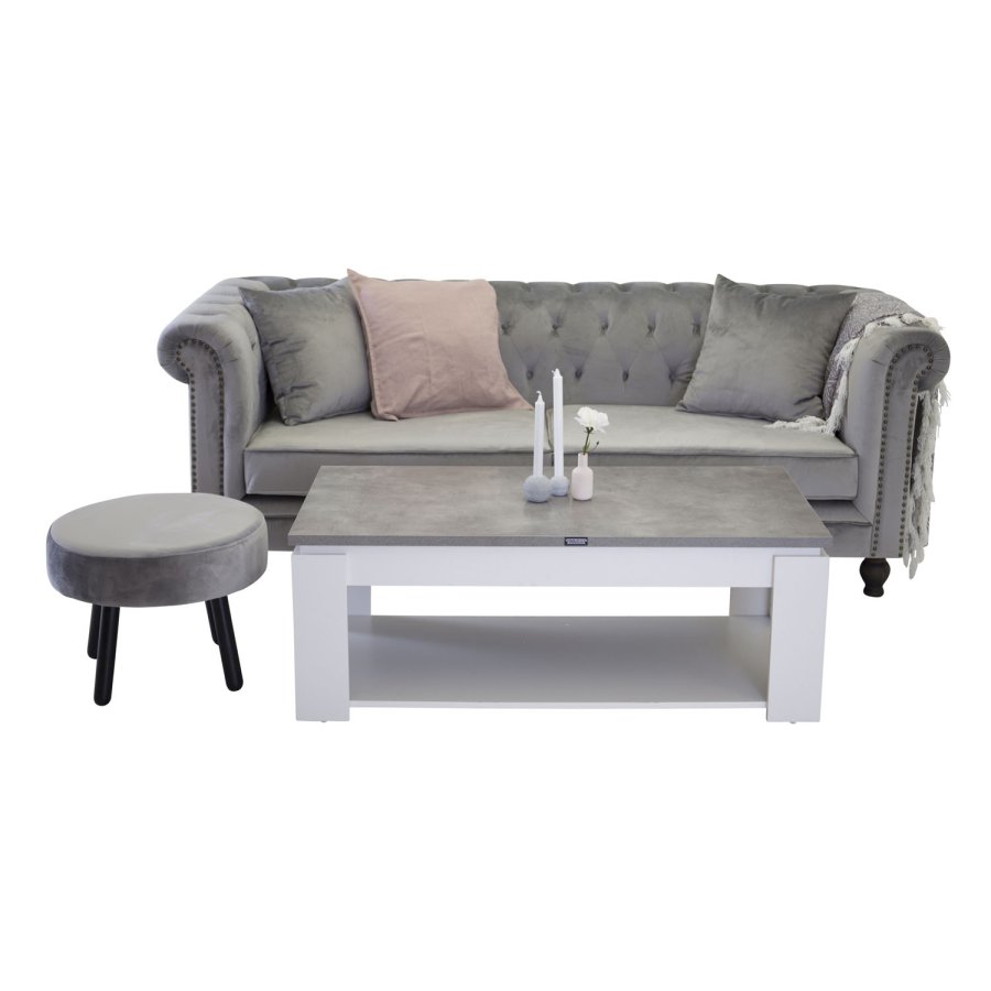 VENTURE DESIGN Velvet 3-seters sofa - lys gr velur og tre