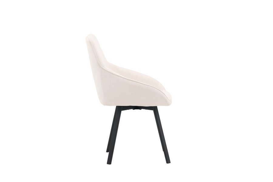 VENTURE DESIGN Rosie spisebordstol, m. armlener - beige stoff og sort stl