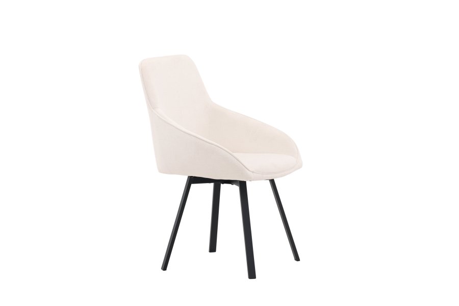 VENTURE DESIGN Rosie spisebordstol, m. armlener - beige stoff og sort stl