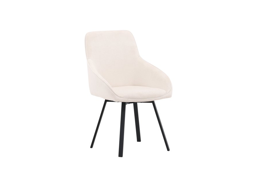 VENTURE DESIGN Rosie spisebordstol, m. armlener - beige stoff og sort stl