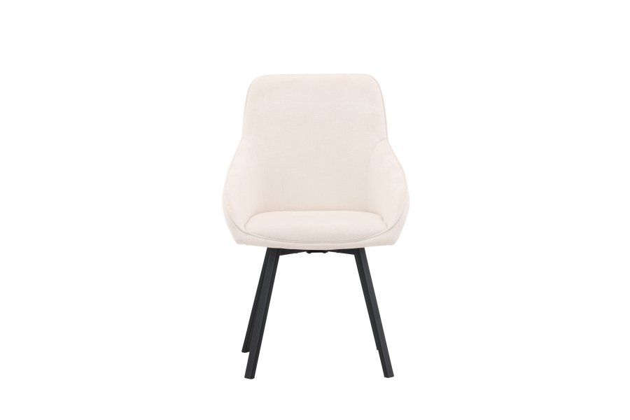VENTURE DESIGN Rosie spisebordstol, m. armlener - beige stoff og sort stl