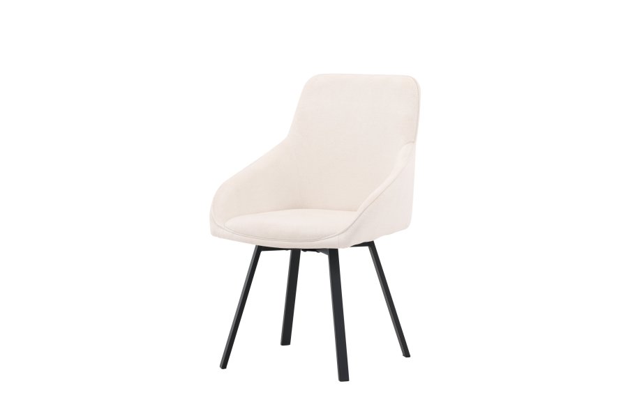 VENTURE DESIGN Rosie spisebordstol, m. armlener - beige stoff og sort stl