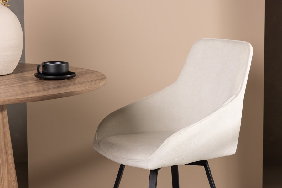 VENTURE DESIGN Rosie spisebordstol, m. armlener - beige stoff og sort stl