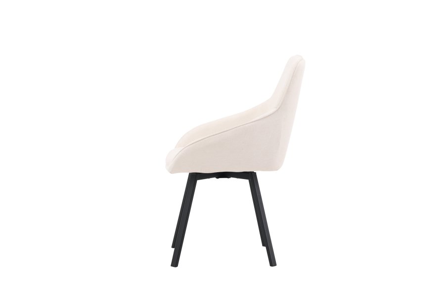 VENTURE DESIGN Rosie spisebordstol, m. armlener - beige stoff og sort stl
