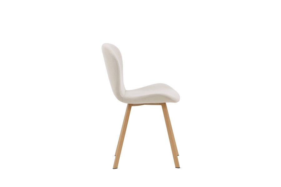 VENTURE DESIGN Lilja spisestuestol - beige stoff og stl med eikelook