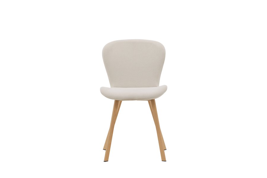 VENTURE DESIGN Lilja spisestuestol - beige stoff og stl med eikelook
