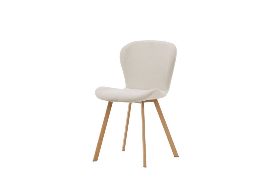 VENTURE DESIGN Lilja spisestuestol - beige stoff og stl med eikelook